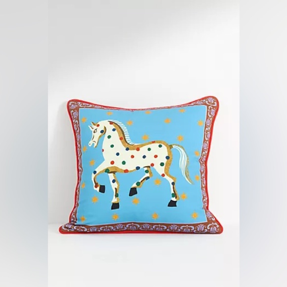 Anthropologie x Printed Good Home Decor Horse Cotton Throw Accent Pillow
